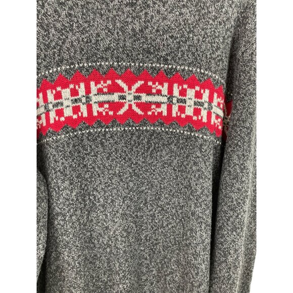 Eddie Bauer Mens Nordic Pattern Sweater XXL Gray & Red Wool Blend Crewneck - Picture 4 of 12